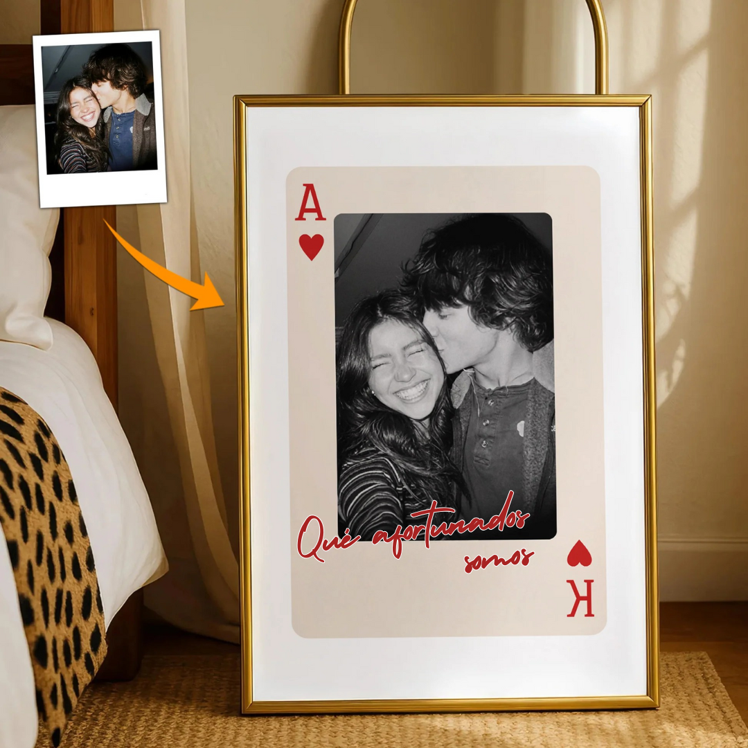 Póster Personalizado “Rey & Reina” – Foto de Pareja en Carta de Corazón
