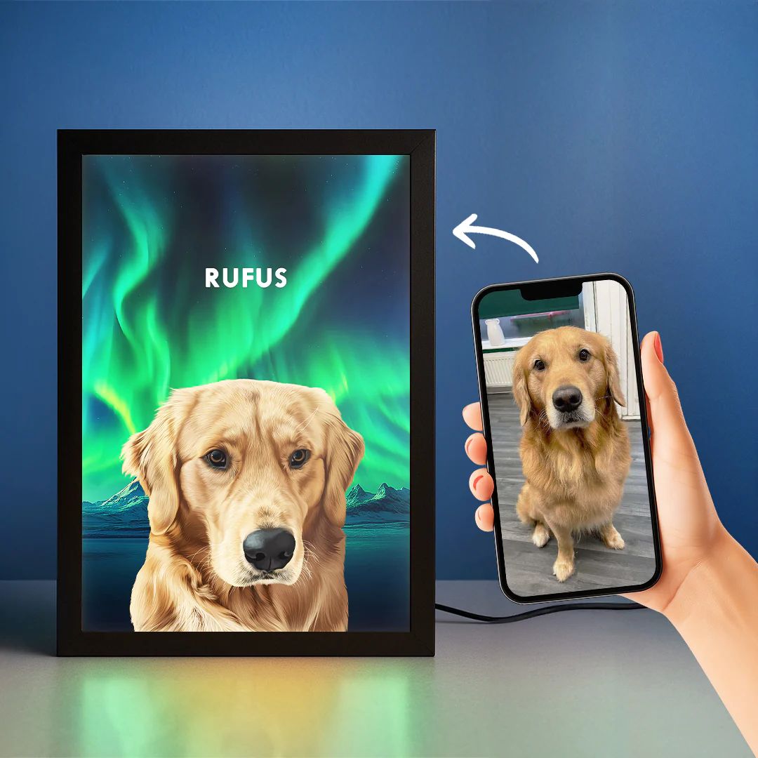 Cuadro iluminado y personalizado de mascota