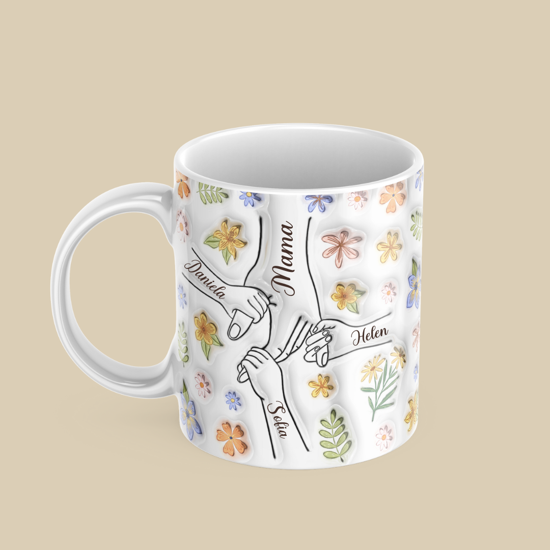 El corazón de la familia, el pegamento que nos mantiene unidos - Taza imprimida de efecto 3D personalizado