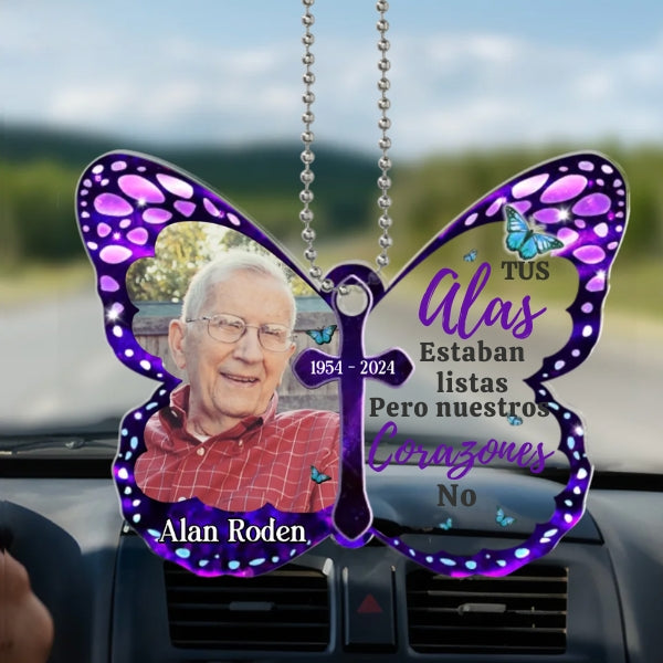 Adorno con forma de mariposa con foto personalizada en memoria  – Siempre Estoy Contigo