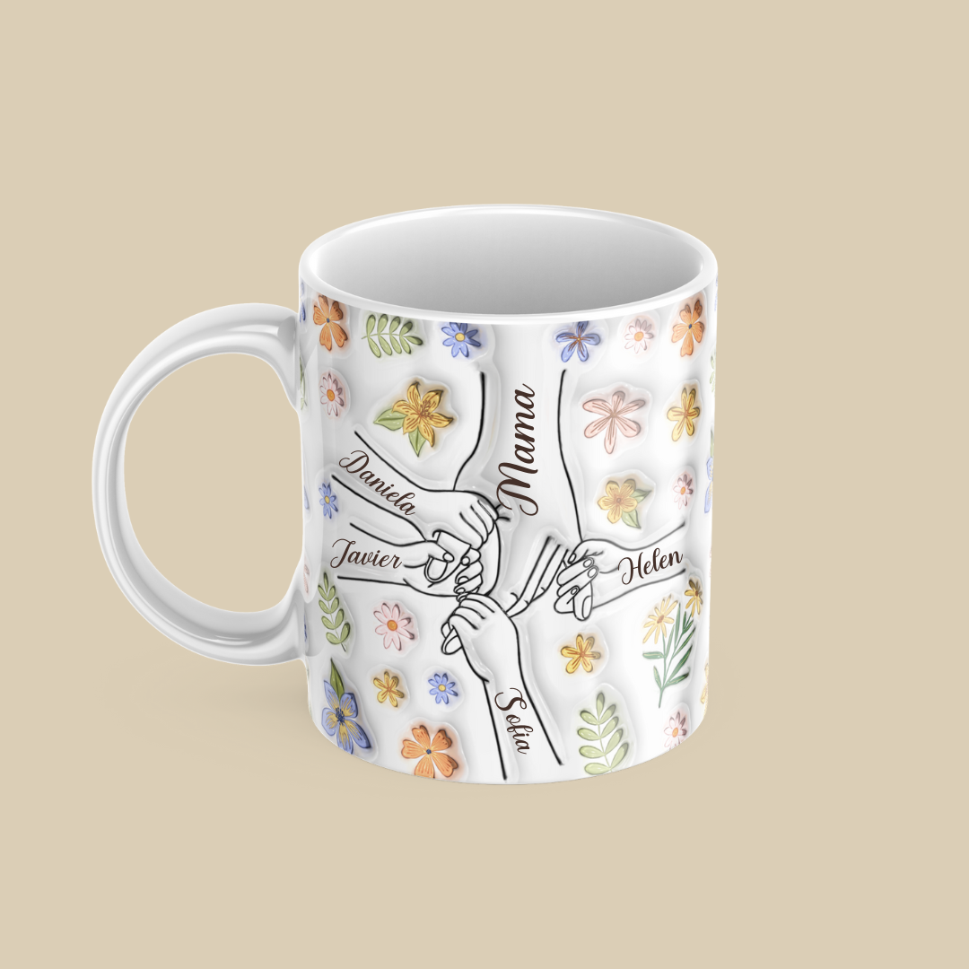 El corazón de la familia, el pegamento que nos mantiene unidos - Taza imprimida de efecto 3D personalizado