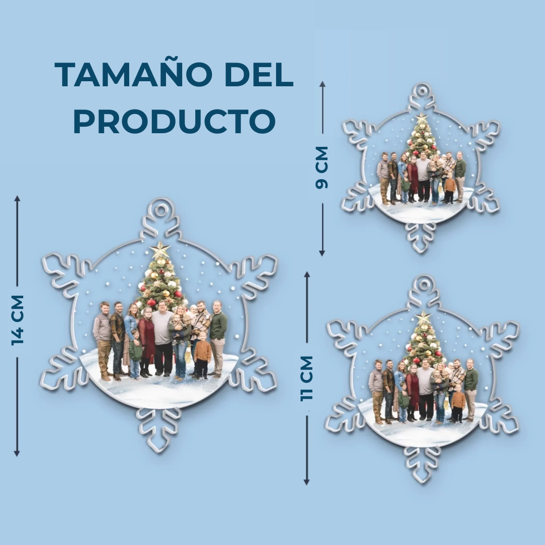 Adorno Navideño Personalizado en Forma de Copo de Nieve – Tu Familia en un Recuerdo Mágico para Siempre