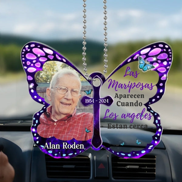 Adorno con forma de mariposa con foto personalizada en memoria  – Siempre Estoy Contigo