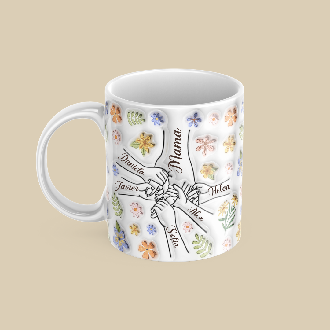 El corazón de la familia, el pegamento que nos mantiene unidos - Taza imprimida de efecto 3D personalizado