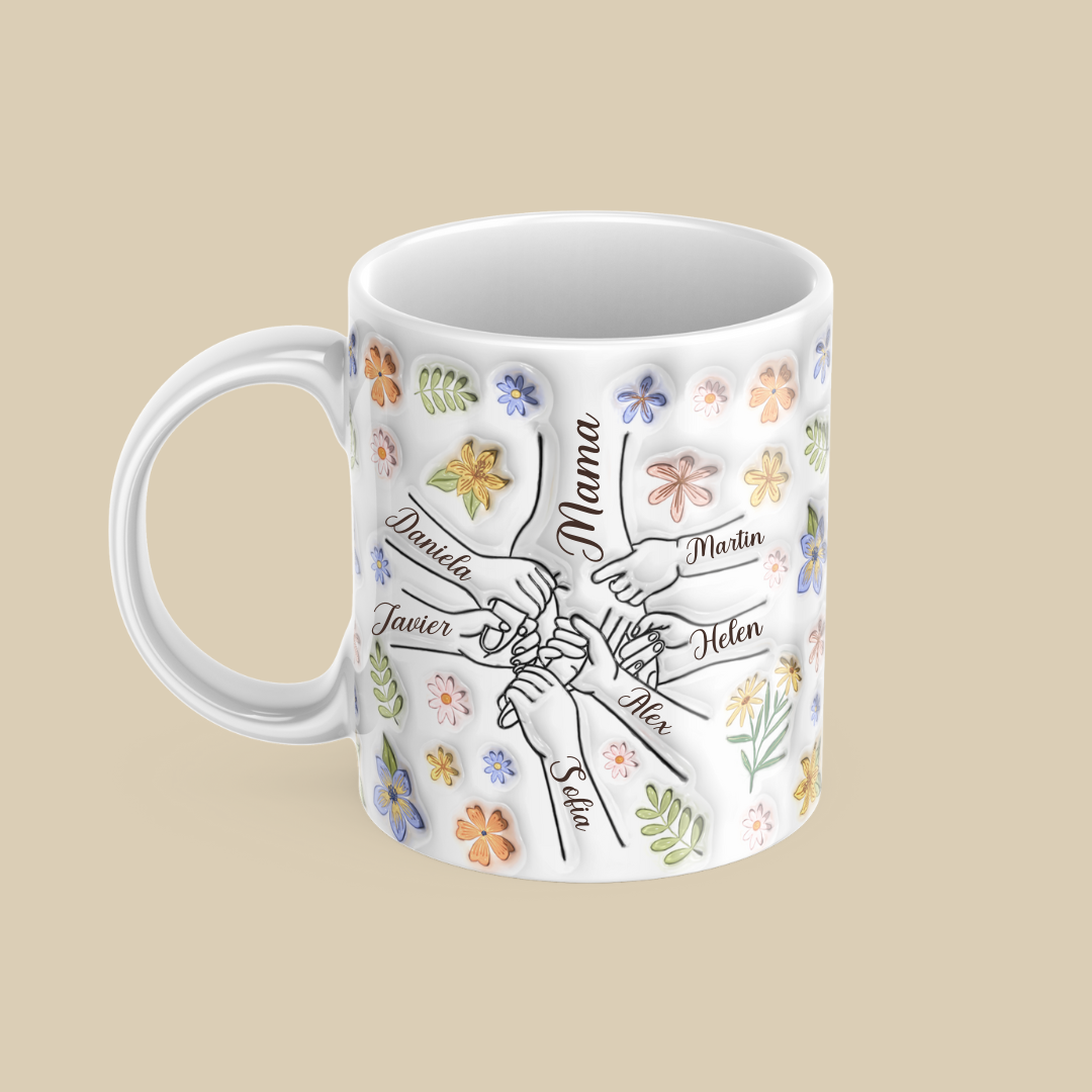 El corazón de la familia, el pegamento que nos mantiene unidos - Taza imprimida de efecto 3D personalizado