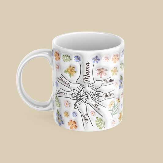 El corazón de la familia, el pegamento que nos mantiene unidos - Taza impresa de efecto 3D personalizado