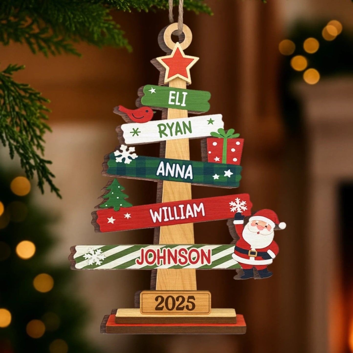 Adorno de madera personalizado - Regalos de Navidad y cumpleaños personalizados para mamá, papá y los niños