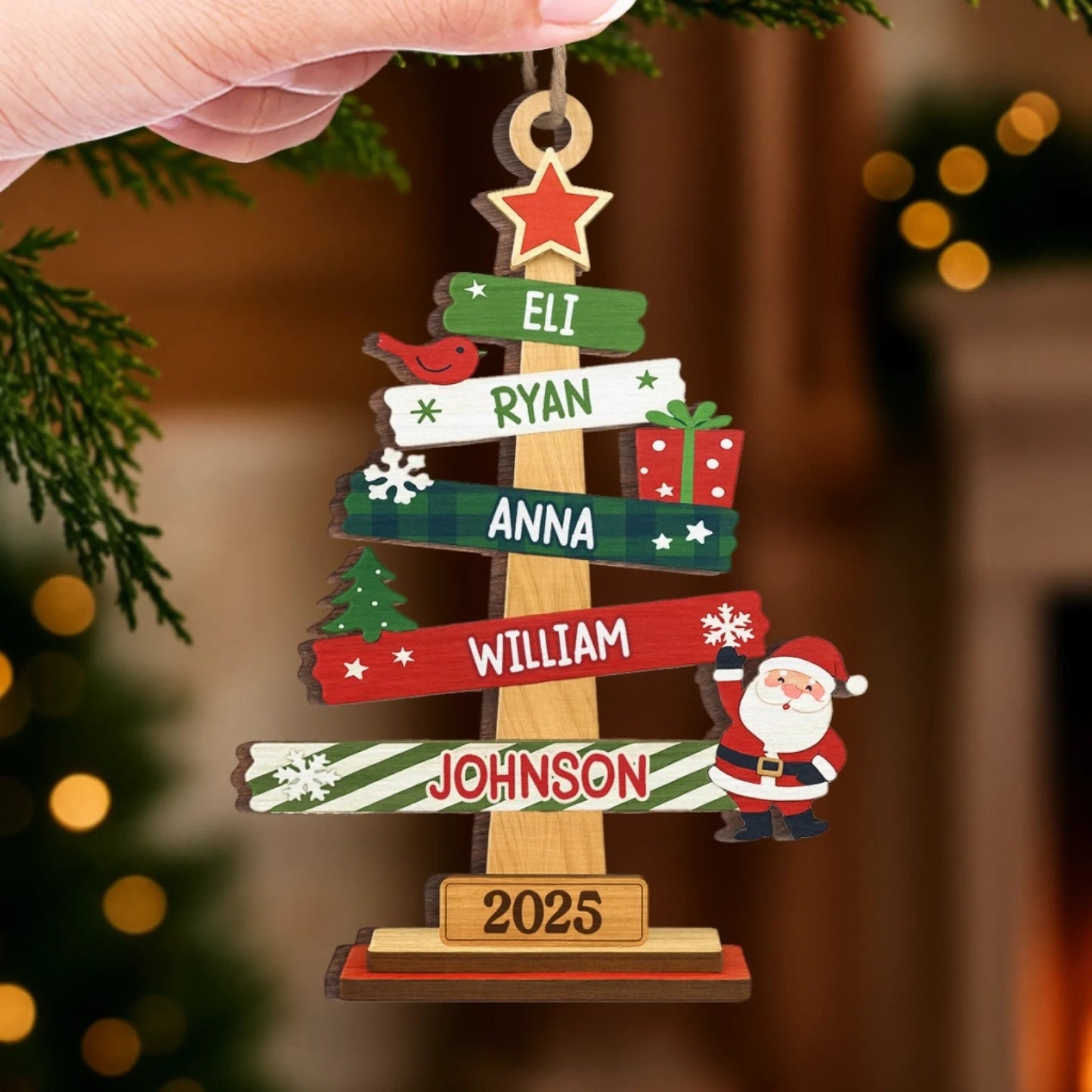 Adorno de madera personalizado - Regalos de Navidad y cumpleaños personalizados para mamá, papá y los niños