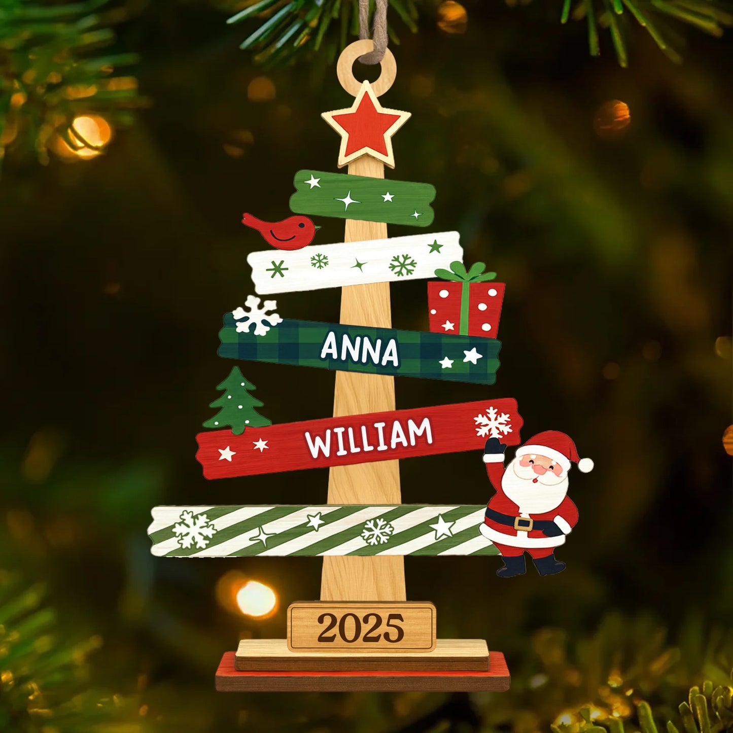 Adorno de madera personalizado - Regalos de Navidad y cumpleaños personalizados para mamá, papá y los niños
