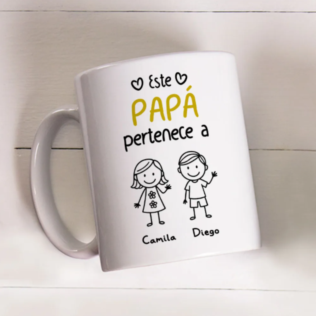 Este Abuelo Papá Pertenece A - Taza Personalizada para Abuelos y Papás