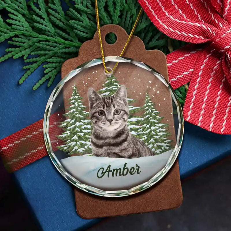 Adorno circular de cristal personalizado - Regalo de Navidad para amantes de los perros, gatos y mascotas