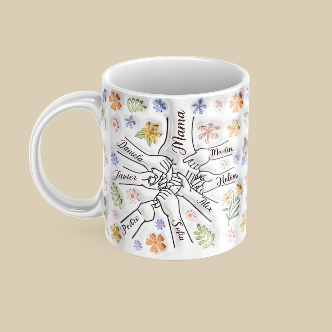 El corazón de la familia, el pegamento que nos mantiene unidos - Taza impresa de efecto 3D personalizado
