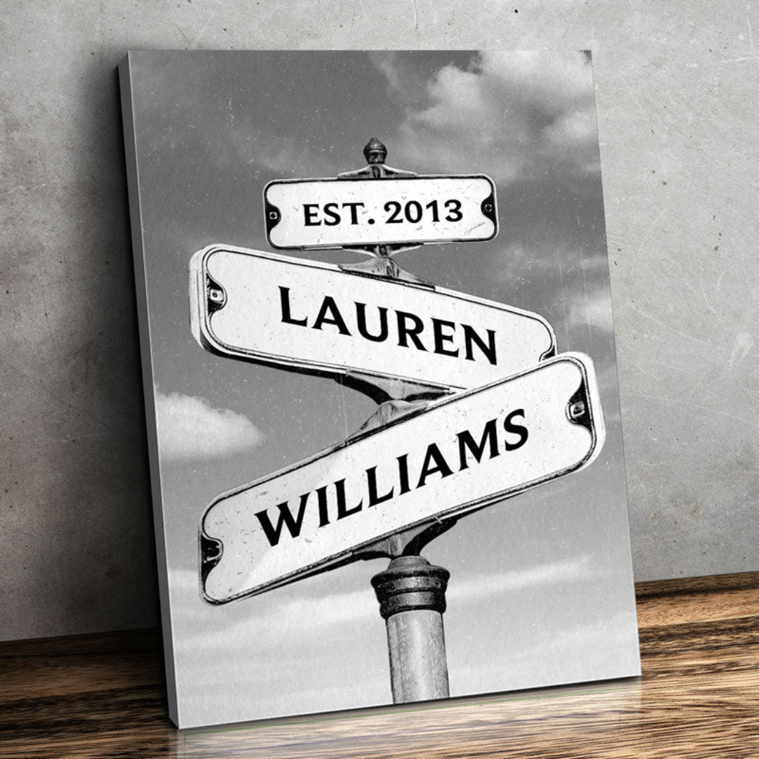 Póster Personalizado “Señales de Amor”. Nombres en carteles + Año. Regalo para Aniversario y San Valentín