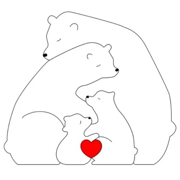 Rompecabezas familiar de ositos de madera personalizados