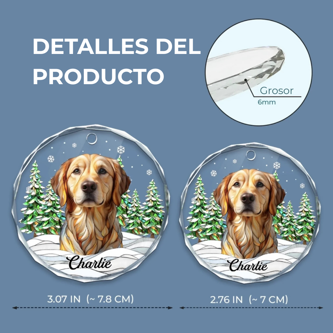 Adorno de Cristal Personalizado con Foto y Nombre de tu Mascota