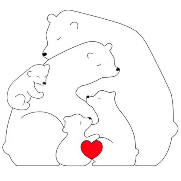 Rompecabezas familiar de ositos de madera personalizados