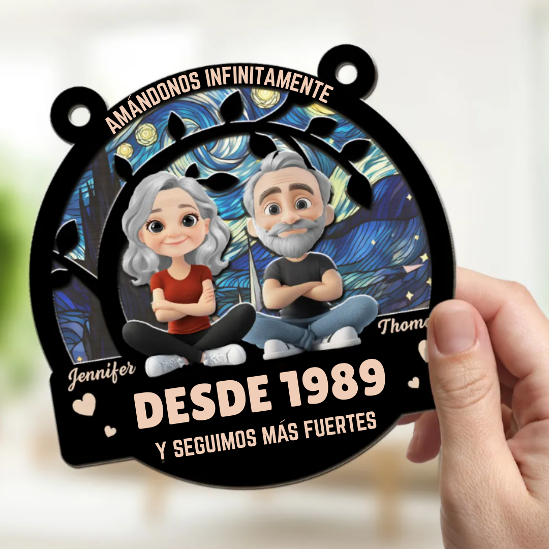 Amándonos Infinitamente – Adorno Colgante Personalizado de Pareja