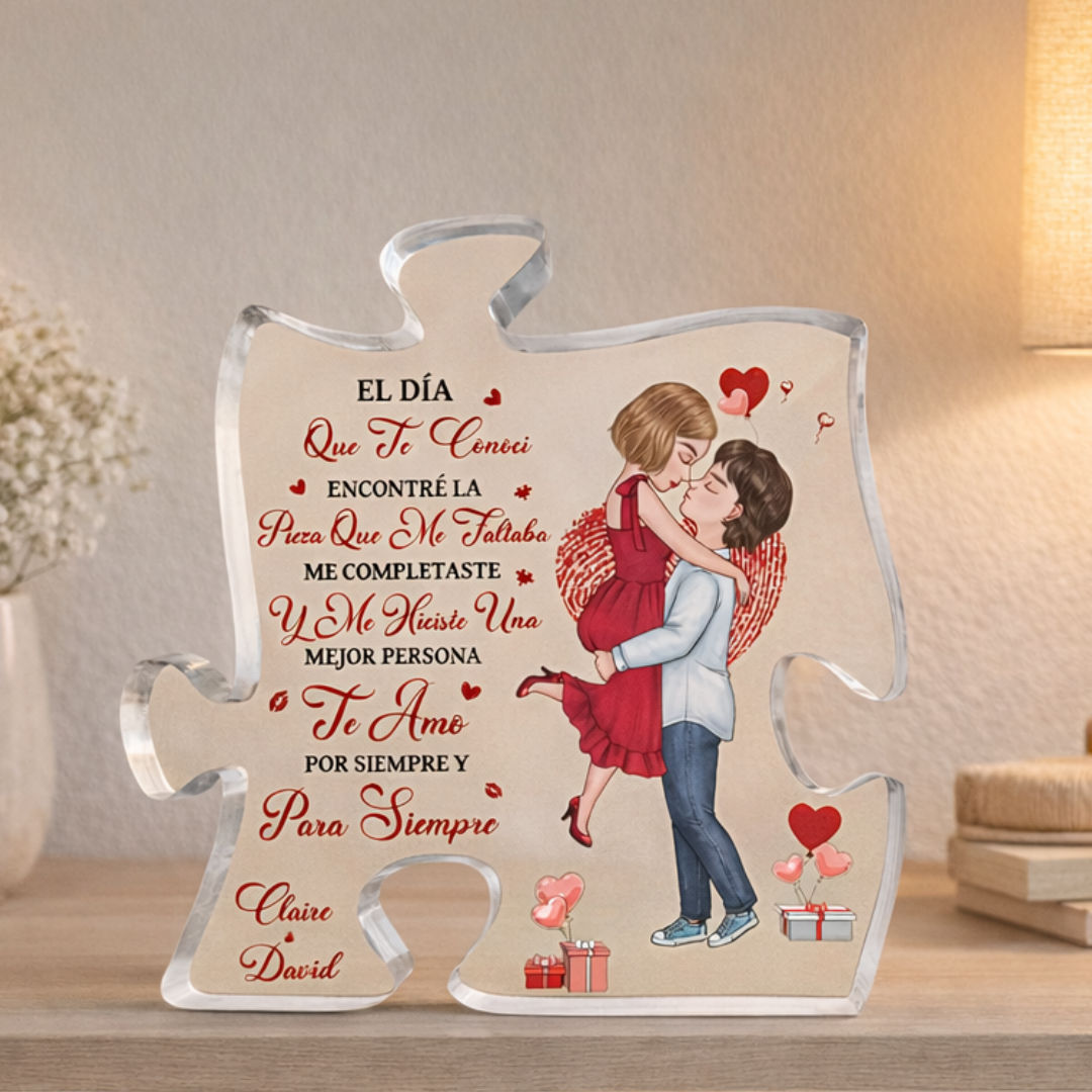 Placa acrílica personalizada con forma de rompecabezas para parejas