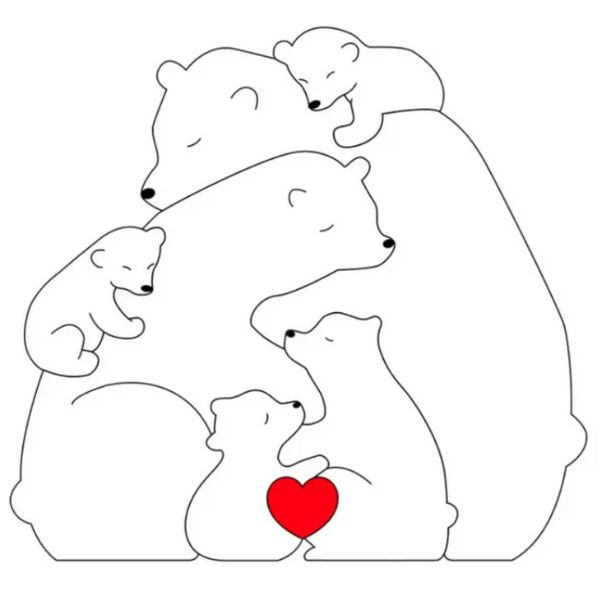 Rompecabezas familiar de ositos de madera personalizados