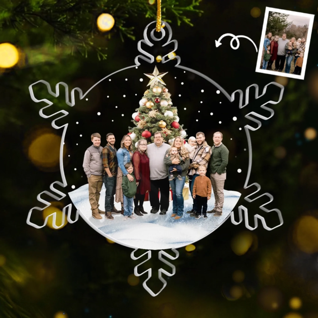 Adorno Navideño Personalizado en Forma de Copo de Nieve – Tu Familia en un Recuerdo Mágico para Siempre