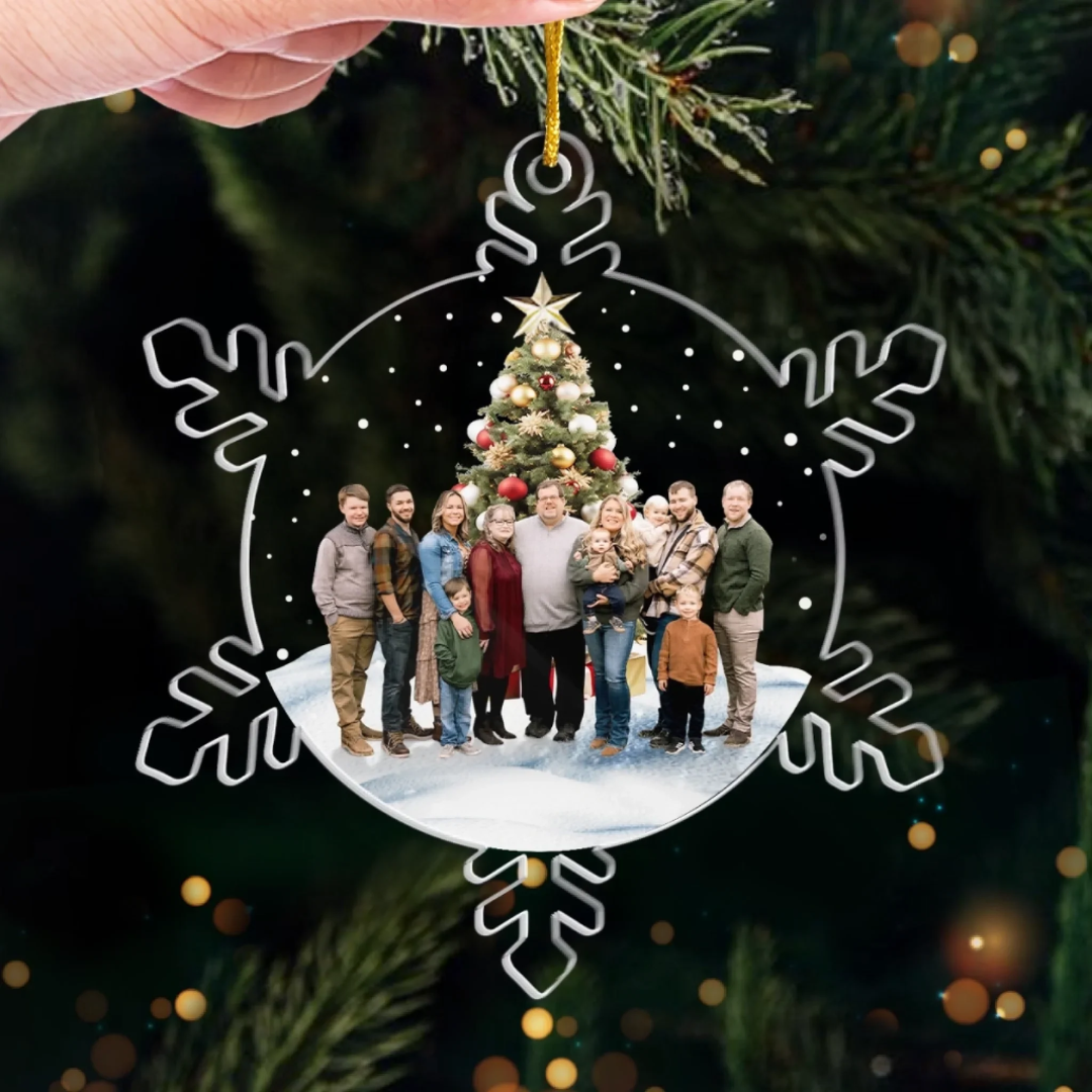 Adorno Navideño Personalizado en Forma de Copo de Nieve – Tu Familia en un Recuerdo Mágico para Siempre