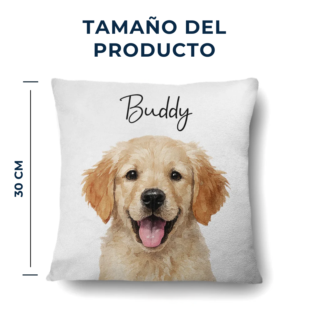 Almohada personalizada con retrato realista de tu mascota – Estilo acuarela para perros y gatos