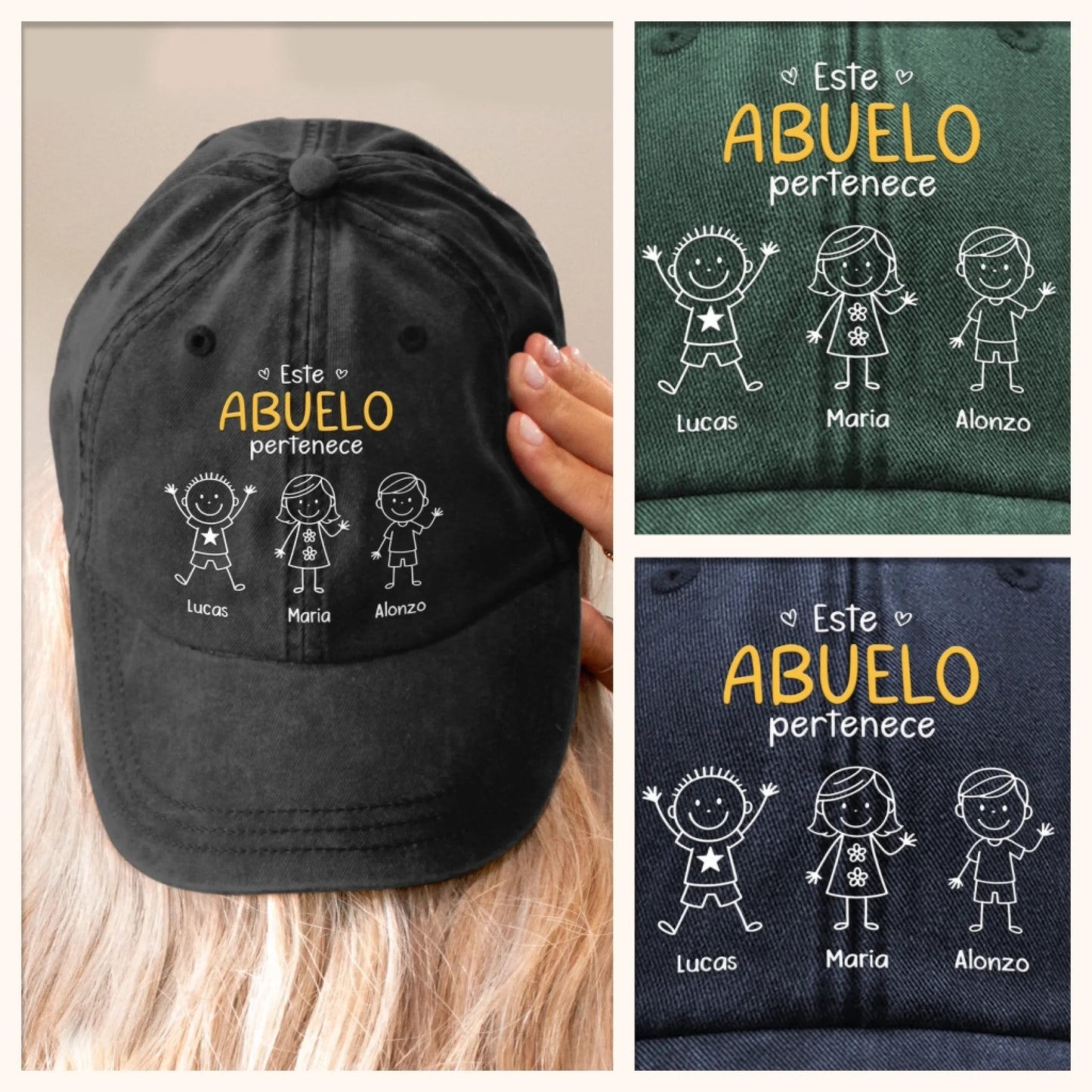 Este Abuelo Papá Pertenece A - Gorra de Mezclilla Vintage Lavada Personalizada