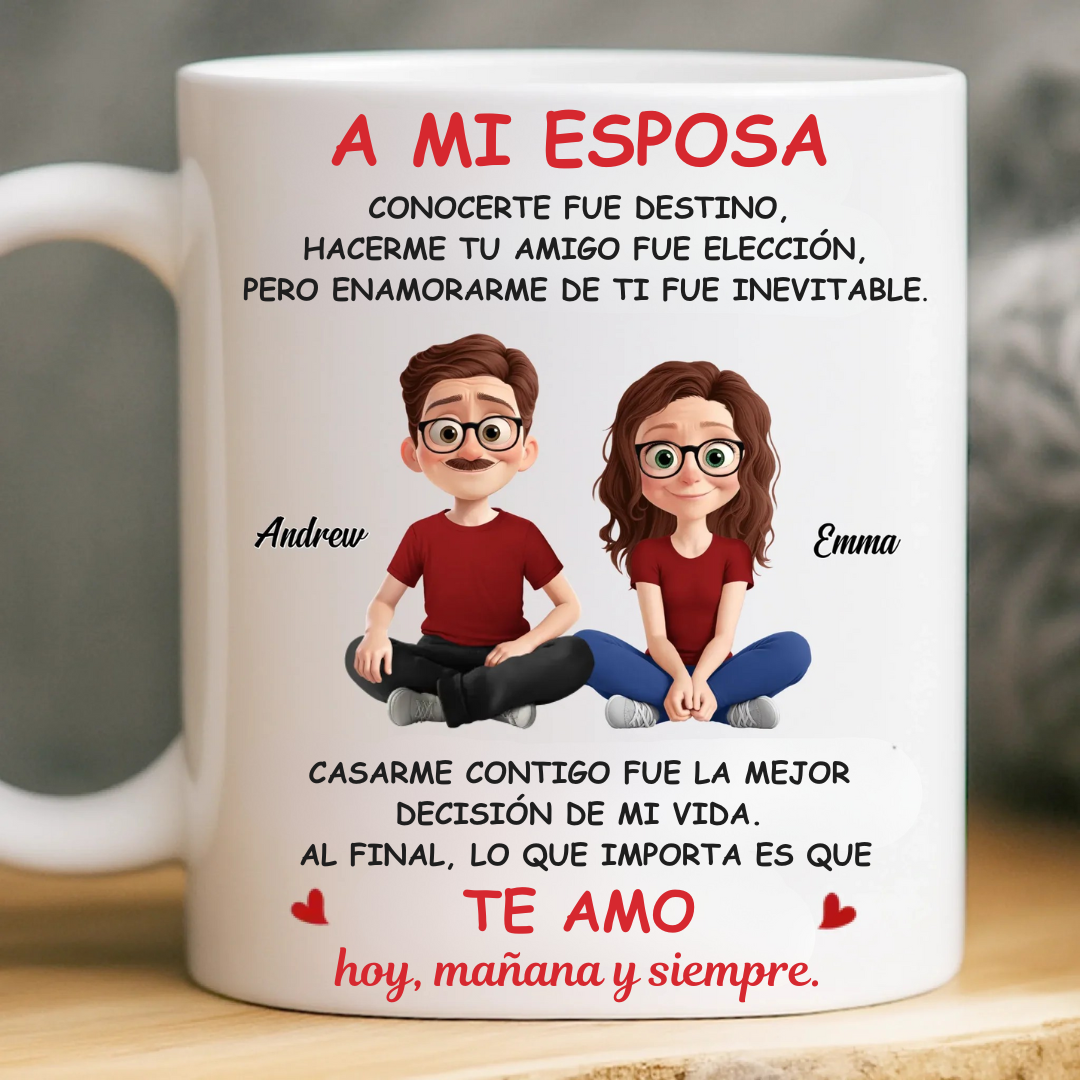 Taza Personalizada “A Mi Esposa/Esposo” – Sigo Enamorándome de Ti – Regalo de Aniversario y Boda