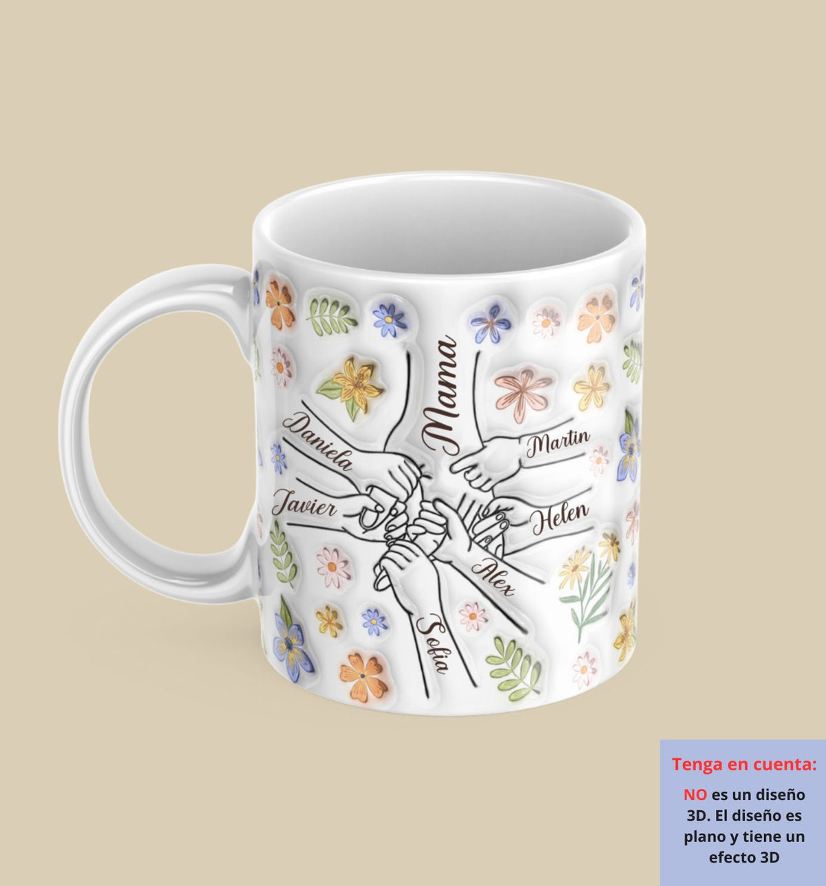 El corazón de la familia, el pegamento que nos mantiene unidos - Taza impresa de efecto 3D personalizado